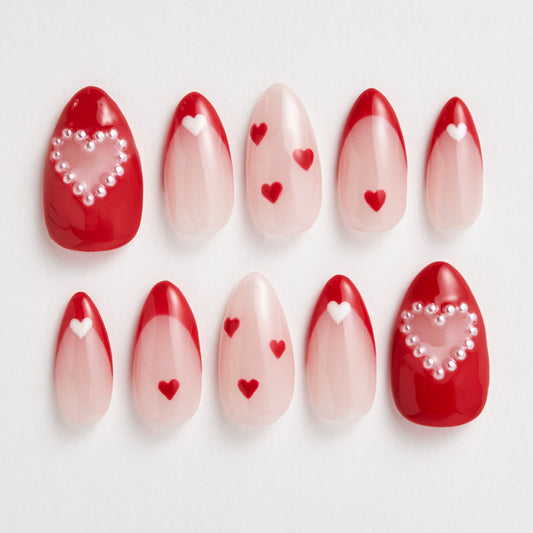 red & white hearts set