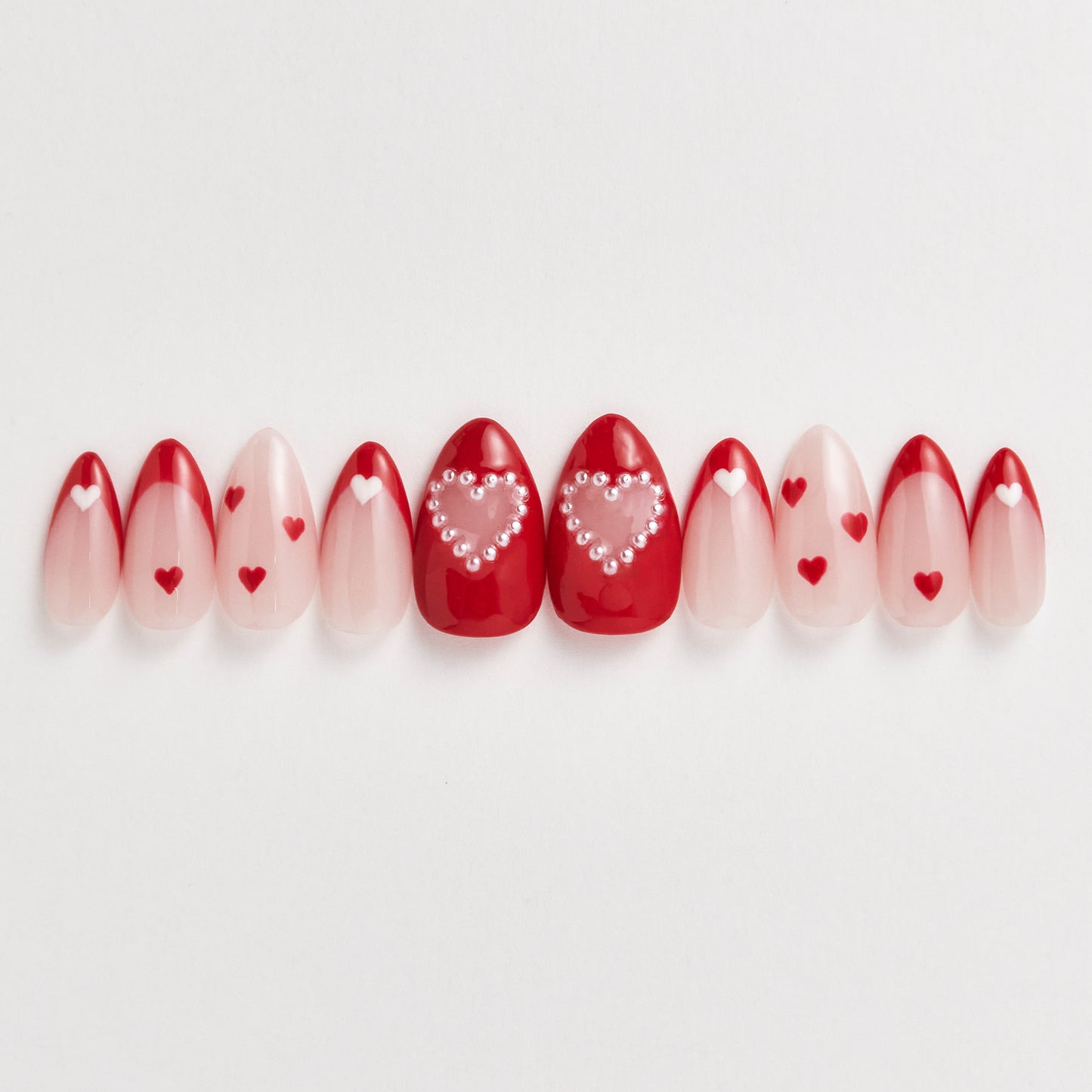 red & white hearts set